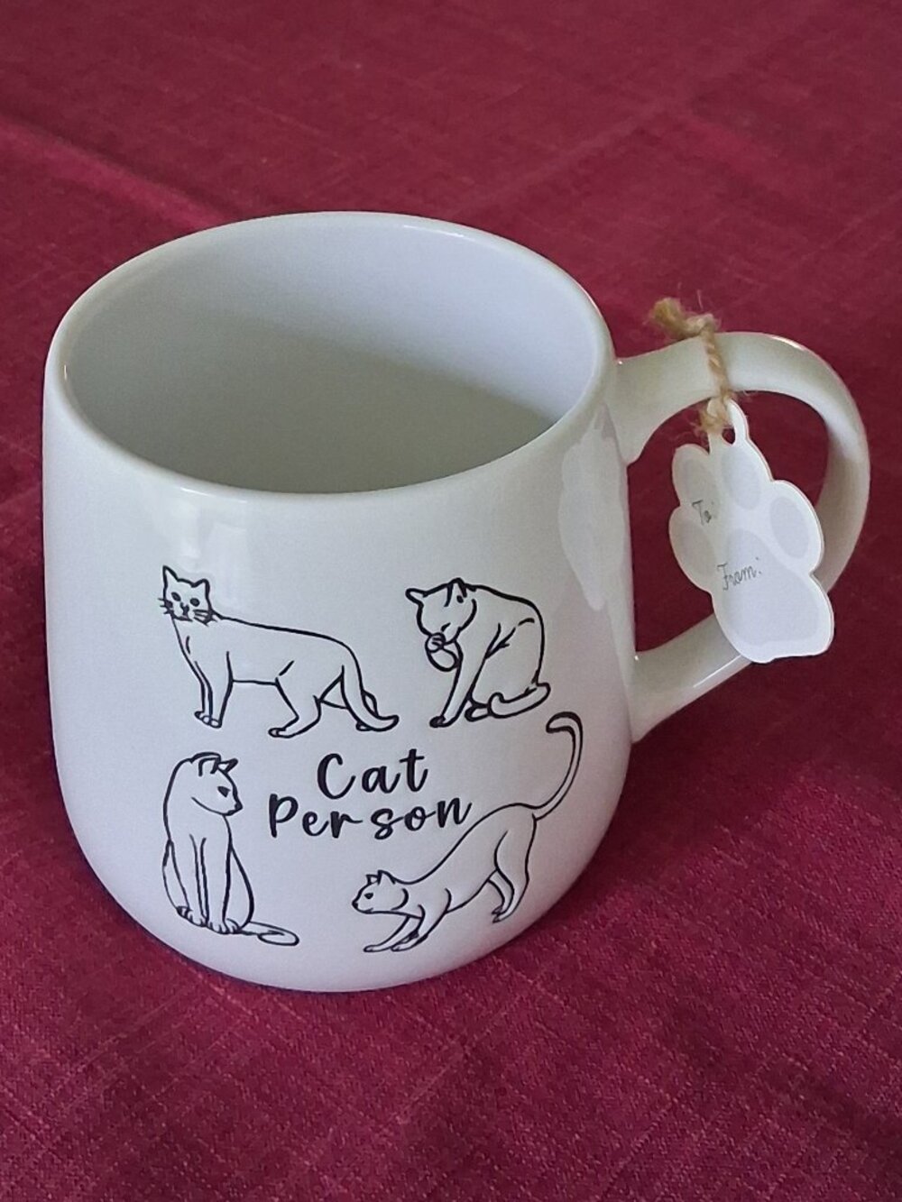 "Cat Person" White Ceramic 16oz Coffee Mug with Cat Illustrations